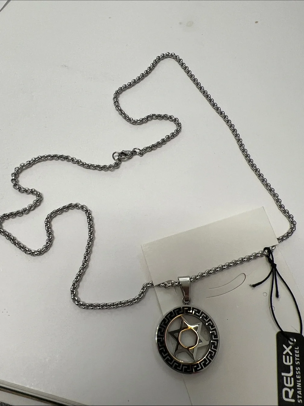 Star of David Pendant on Chain , stainless steel